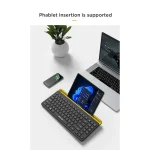 کیبورد آئولا مدل AWK310 با اتصال بلوتوث، قابلیت Easy-Switch بین 3 دستگاه، پایه تبلت داخلی و طراحی جمع‌وجور. ✅ سازگار با لپ‌تاپ، تبلت و گوشی هوشمند.