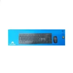 کیبورد و ماوس میکوس مدل KB-C019 با اتصال بی‌سیم 2.4GHz، دانگل USB مشترک، کیبورد 110 کلیدی و طراحی ارگونومیک. ✅ مناسب اداره و خانه، عمر باتری بالا، ابعاد 520x140x40 مم.