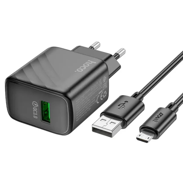 شارژر دیواری CS21A Rich با فناوری QC3.0 و کابل اورپا – شارژ سریع برای آیفون و اندروید
