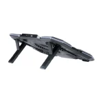 پایه خنک کننده لپ تاپ هترون مدل HCP126 با 5 فن بی‌صدا، نور RGB، تنظیم ارتفاع 6 سطحی و 2 پورت USB. ✅ مناسب لپ‌تاپ‌های 17 اینچی، گیمینگ و اداری.