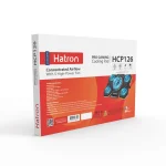 پایه خنک کننده لپ تاپ هترون مدل HCP126 با 5 فن بی‌صدا، نور RGB، تنظیم ارتفاع 6 سطحی و 2 پورت USB. ✅ مناسب لپ‌تاپ‌های 17 اینچی، گیمینگ و اداری.