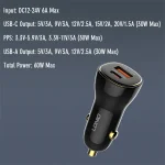 شارژر ماشین C103 با توان 60 وات – PD 30W + QC3.0 30W برای آیفون و اندروید
