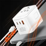 آداپتور مسافرتی 65 وات با فناوری GaN مدل Z6 – 3 پورت USB برای شارژ همزمان لپ‌تاپ و گوشی