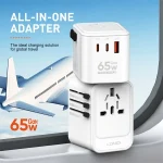 آداپتور مسافرتی 65 وات با فناوری GaN مدل Z6 – 3 پورت USB برای شارژ همزمان لپ‌تاپ و گوشی
