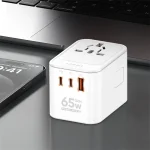 آداپتور مسافرتی 65 وات با فناوری GaN مدل Z6 – 3 پورت USB برای شارژ همزمان لپ‌تاپ و گوشی