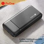 پاوربانک ProOne مدل PPB5114 با ظرفیت 10000 میلی‌آمپر ساعتی و شارژ سریع 37 وات – طراحی نازک و جیبی