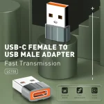 مبدل USB-C به USB الدینیو LC150 | اداپتور OTG، فلش و شارژ، فلزی و جمع‌وجور