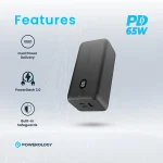 پاوربانک Powerology Onyx 20000mAh | 65W PD، شارژ لپ‌تاپ