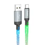 کابل شارژ USB-A به USB-C هوکو مدل U112 — جریان 3 آمپر، پشتیبانی از Power Delivery، نمایشگر LED، جنس آلومینیوم و PVC، طول 1 متر، رنگ آبی. مناسب برای گوشی‌های اندرویدی. گارانتی پژواک.