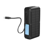 پاوربانک خورشیدی Powerology 27000mAh با شارژ بی‌سیم، چراغ قوه و شارژ خورشیدی. مناسب برای سفر، کمپینگ و شرایط اضطراری.