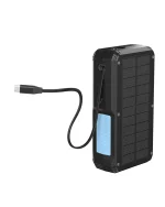 پاوربانک خورشیدی Powerology 27000mAh با شارژ بی‌سیم، چراغ قوه و شارژ خورشیدی. مناسب برای سفر، کمپینگ و شرایط اضطراری.