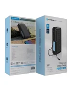 پاوربانک خورشیدی Powerology 27000mAh با شارژ بی‌سیم، چراغ قوه و شارژ خورشیدی. مناسب برای سفر، کمپینگ و شرایط اضطراری.