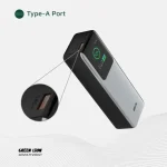 پاوربانک گرین لاین ولتورا با ظرفیت 20000mAh، شارژ سریع 100 وات (PD) و نمایشگر TFT. مناسب برای لپ‌تاپ و گوشی — سبک و جمع‌وجور.