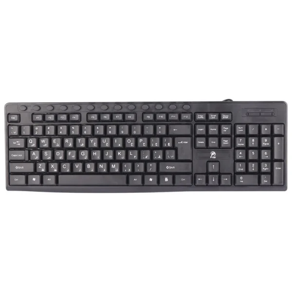 کیبورد پی‌نت KB-1600 Full Size با سوییچ ممبران، اتصال USB و بدون نور. مناسب برای استفاده اداری و خانگی — وزن 350 گرم.