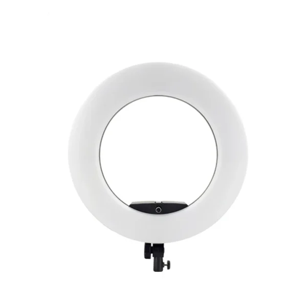 رینگ لایت نایس فوتو FN-480 II Pro با 480 LED، 96 وات، دمای رنگ 3200-5500K، نمایشگر، ریموت، آینه و هولدر. مناسب برای آرایش، عکاسی و استریمینگ.