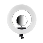رینگ لایت نایس فوتو FN-480 II Pro با 480 LED، 96 وات، دمای رنگ 3200-5500K، نمایشگر، ریموت، آینه و هولدر. مناسب برای آرایش، عکاسی و استریمینگ.