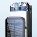 پاوربانک گرین لاین PD20W SOLAR 2 با ظرفیت 20000 میلی‌آمپر، شارژ خورشیدی، کابل داخلی و پشتیبانی از شارژ 5 دستگاه همزمان.