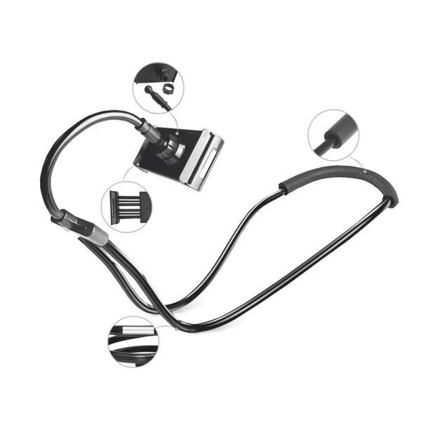 نگهدارنده گوشی موبایل تسکو مدل THL 1200 با قابلیت استفاده روی گردن، ساخته‌شده از ABS، سیلیکون و فوم. مناسب برای گوشی و تبلت 4.7 تا 11 اینچ. آزادی دست و کاهش فشار روی گردن.