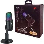 میکروفن هویت مدل HAVIT GK51 مشکی رومیزی گیمینگ با سیم و پایه گردان