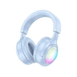 هدفون هوکو مدل W48 بلوتوثی با نور RGB و طراحی تاشو برای حمل آسان
