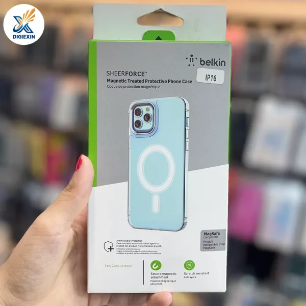 کاور شفاف پک‌دار مگ‌سیف‌دار برند بلکین (Belkin) مناسب برای آیفون 16 نرمال